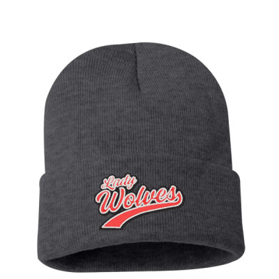 PC Lady Wolves Softball 2026 Embroidered Logo - 12" Solid Cuffed Beanie Thumbnail
